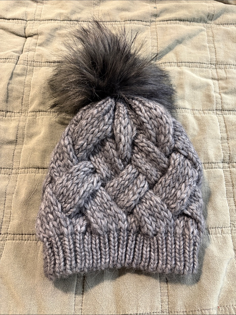 Cozy Knit Pom Beanie for Kids - Gray